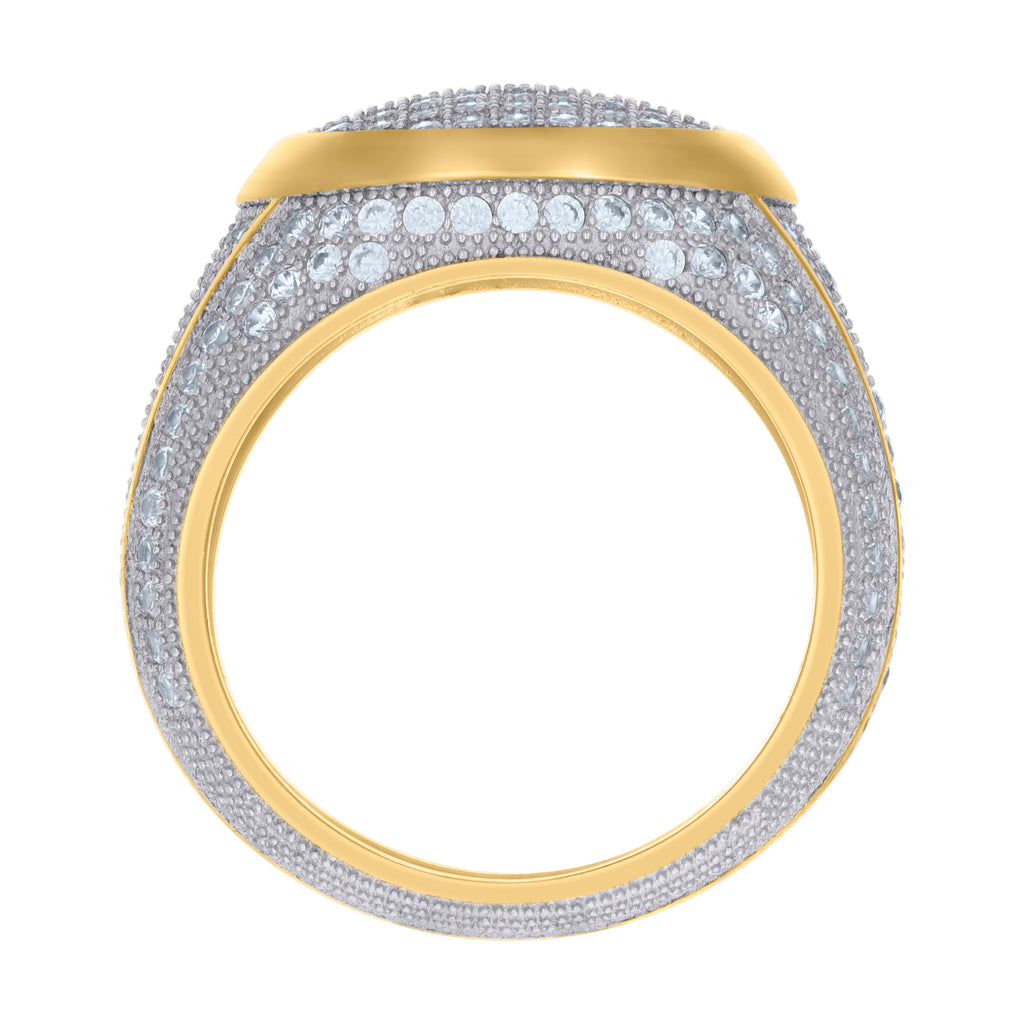 925 Sterling Silver Yellow-Tone Mens Cubic-Zirconia Fashion Ring Size 13