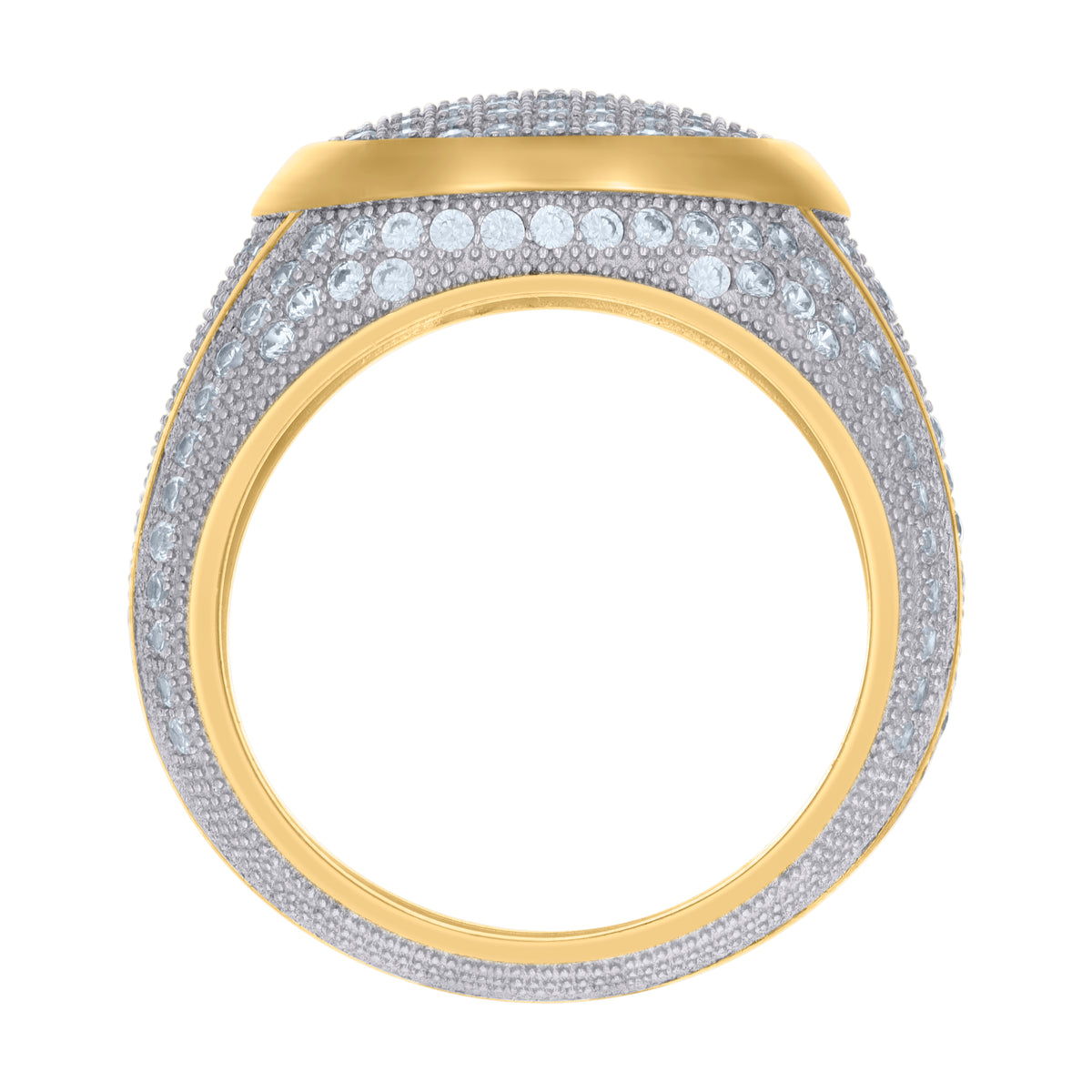 925 Sterling Silver Yellow-Tone Mens Cubic-Zirconia Fashion Ring Size 13