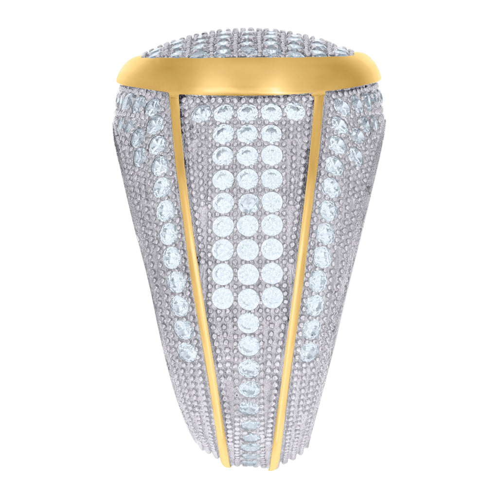 925 Sterling Silver Yellow-Tone Mens Cubic-Zirconia Fashion Ring Size 13