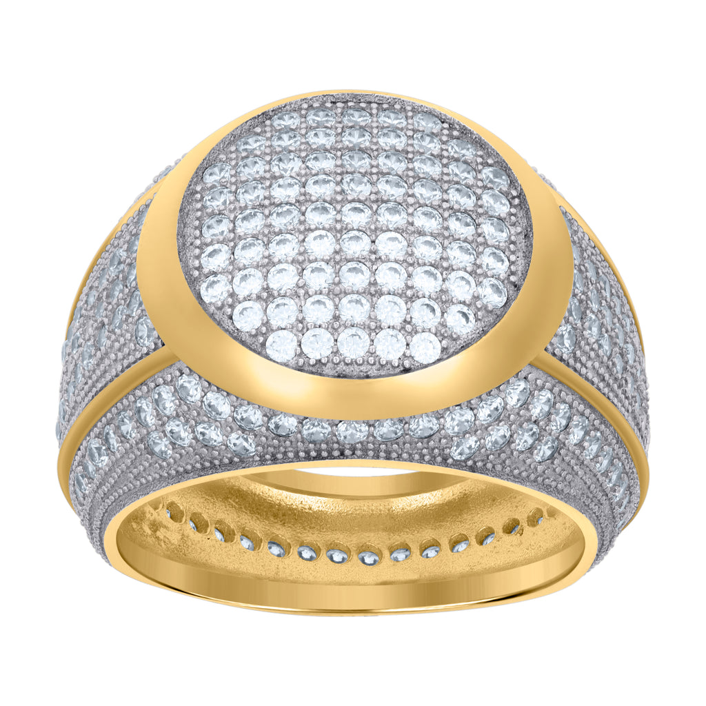 925 Sterling Silver Yellow-Tone Mens Cubic-Zirconia Fashion Ring Size 13