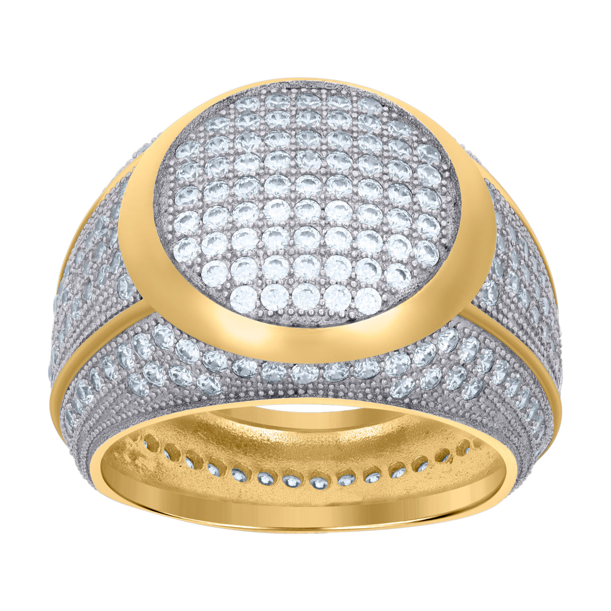 925 Sterling Silver Yellow-Tone Mens Cubic-Zirconia Fashion Ring Size 13