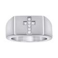 Stainless Steel Mens Cubic Zirconia Cross Polished Band Size-8 Comfort-Fit Fashion Band Ring