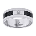 Stainless Steel Mens Carbon Fiber Inlay With Screw Accent Band Size-8 Comfort-Fit Fashion Band Ring
