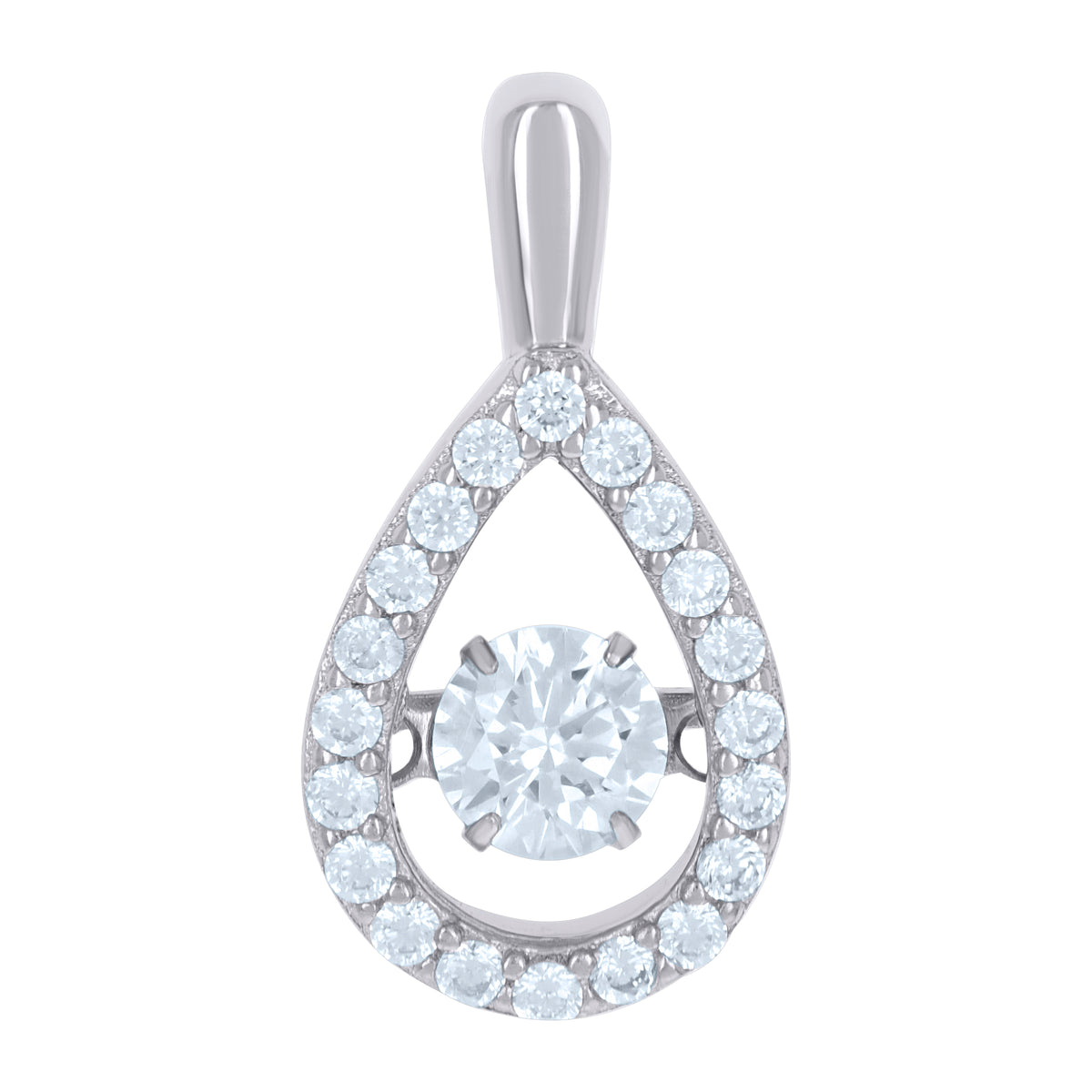 925 Sterling Silver Womens Cubic Zirconia Fashion Teardrop Charm Pendant