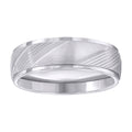 Stainless Steel Mens Laser Cut Diagonal Lines Brushed Center Step Edges Size-7 Comfort-Fit Band