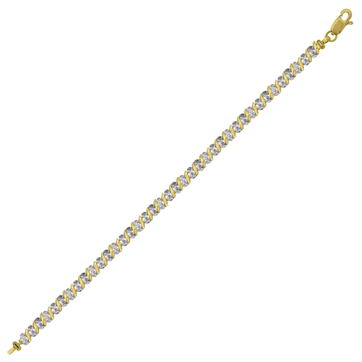 10K Two-Tone Gold Womens Link Bracelet Size 7 Inches