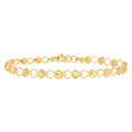 10K Yellow Gold Womens Heart Link 8" Bracelet