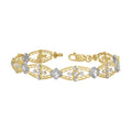10K Two-Tone Gold Womens Link Bracelet Size 7 Inches