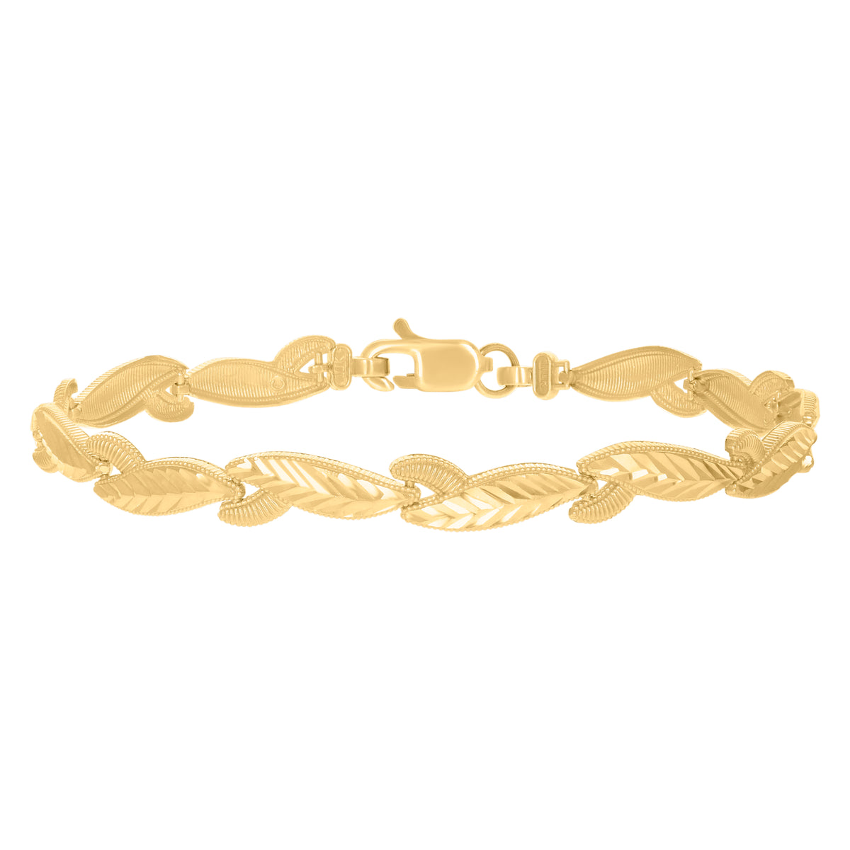 10K Yellow Gold Womens Link Fashion 7" Bracelet