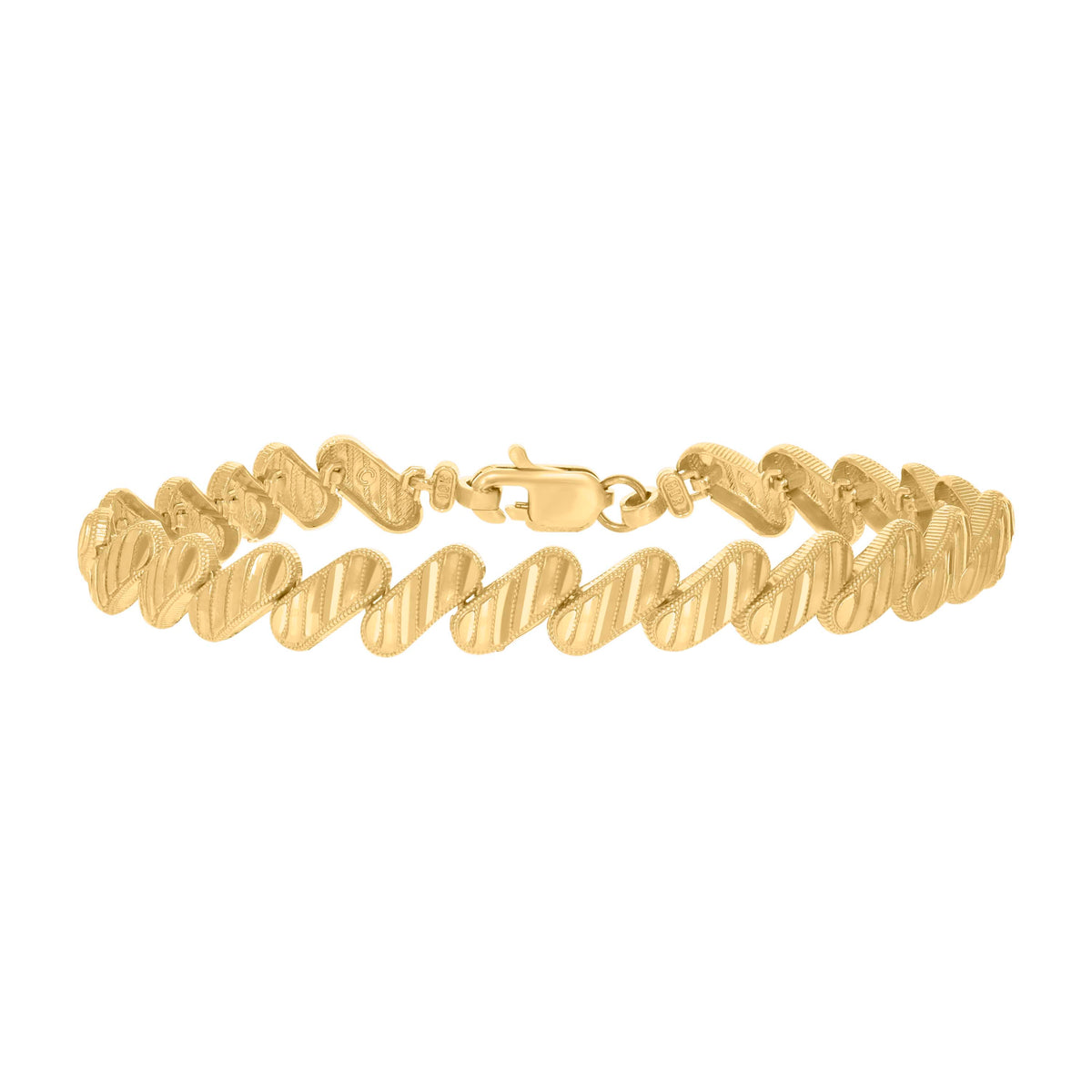 10K Yellow Gold Womens Link Bracelet Size 8 Inches