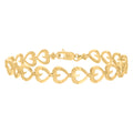 10K Yellow Gold Womens Heart Link 8" Bracelet