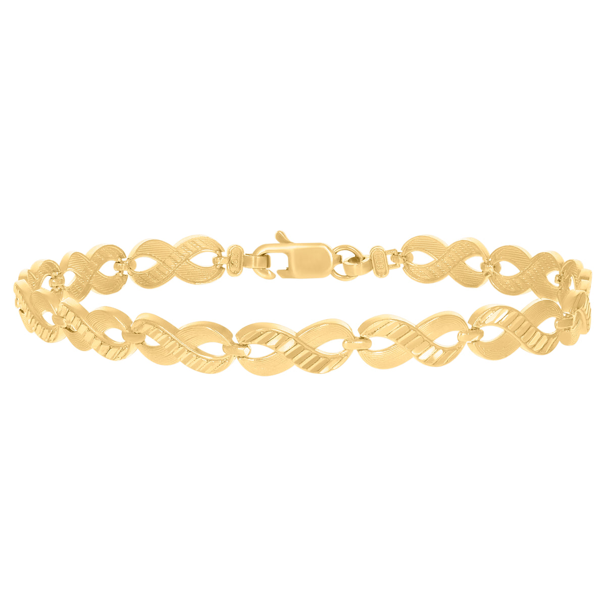 10K Yellow Gold Womens Infinity Love Symbol Link 8" Bracelet