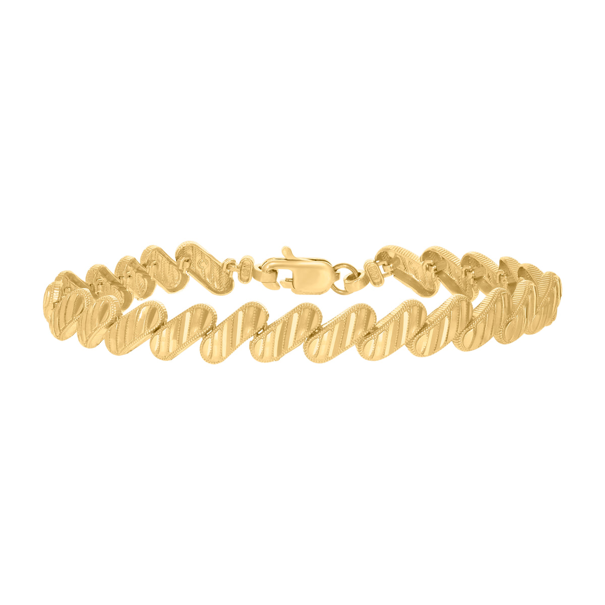 10K Yellow Gold Womens Link Bracelet Size 7 Inches