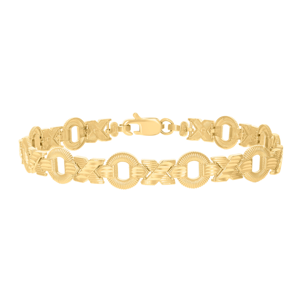 10K Yellow Gold Womens XOXO 8" Stampato Bracelet