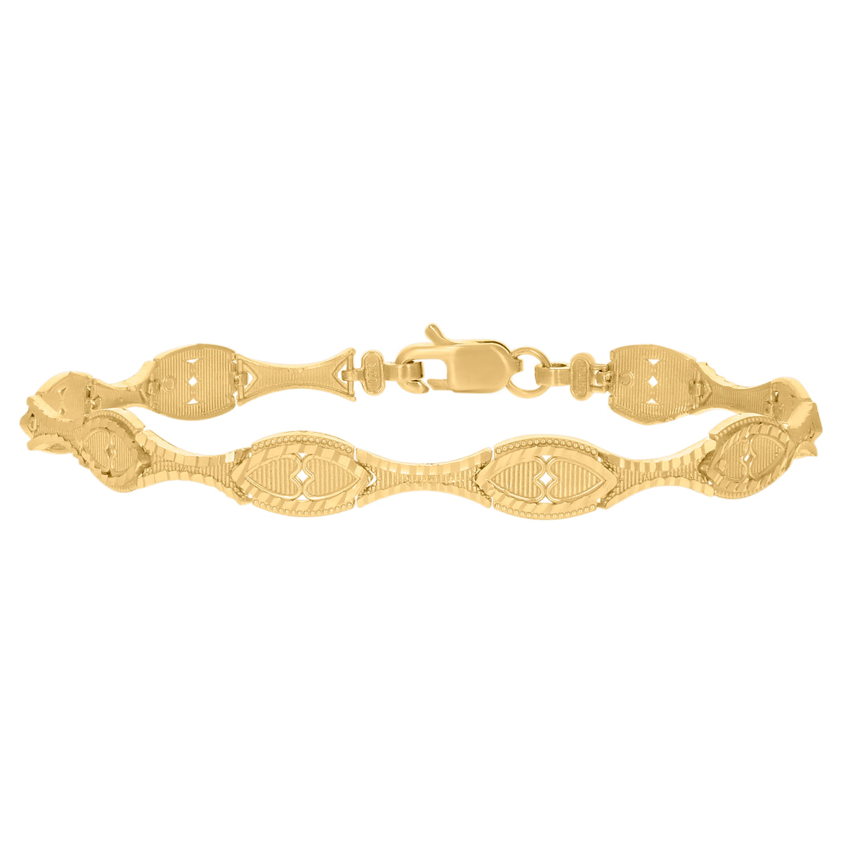 10K Yellow Gold Womens Link Fashion 7" Bracelet