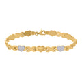 10K Two-Tone Gold Womens Stampato X & Heart Bracelet 7 Inches