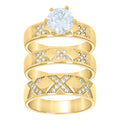 14K Gold Cubic Zirconia Trio Ring