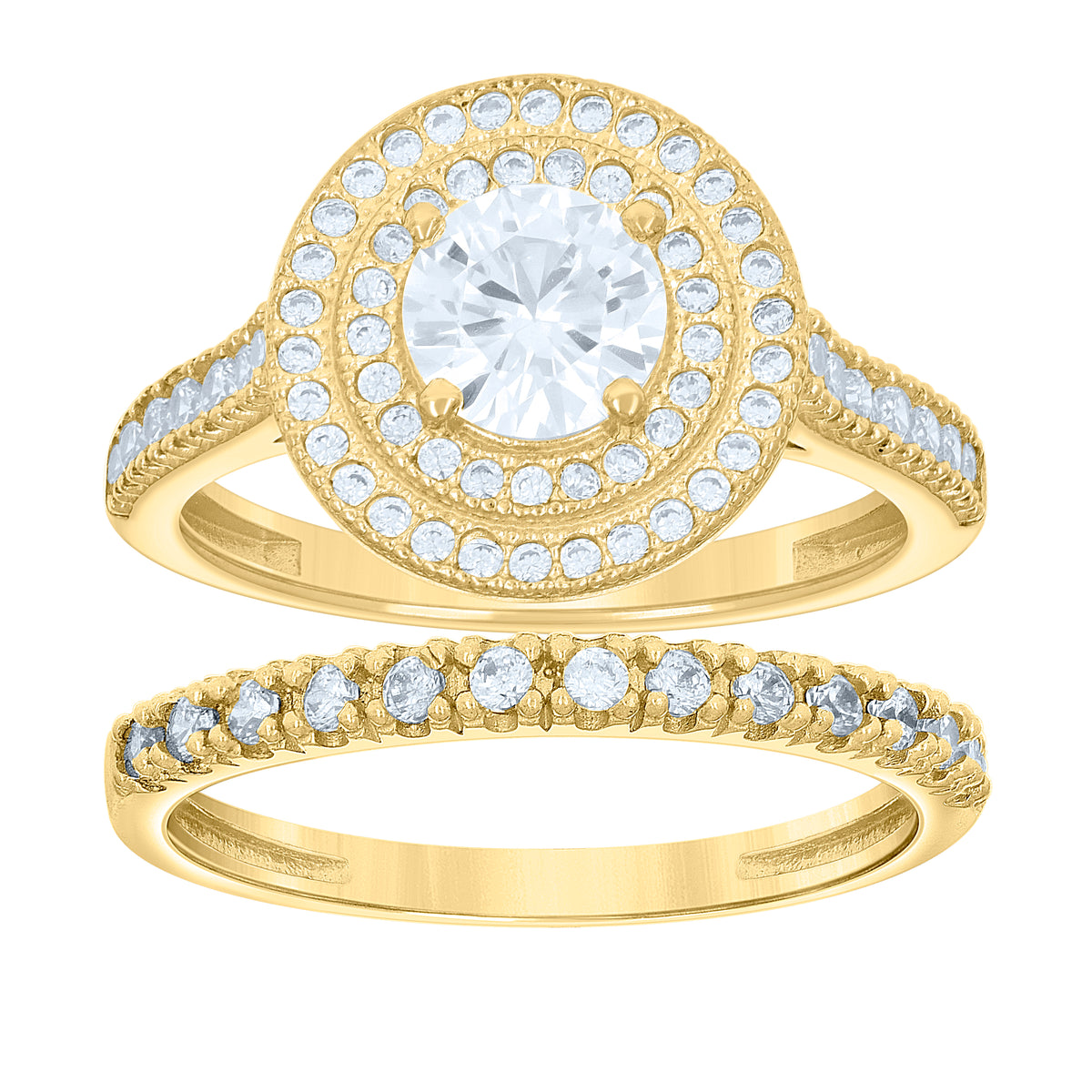 14K Gold Cubic Zirconia Duo Ring