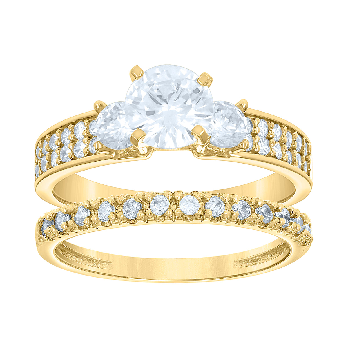 14K Gold Cubic Zirconia Duo Ring