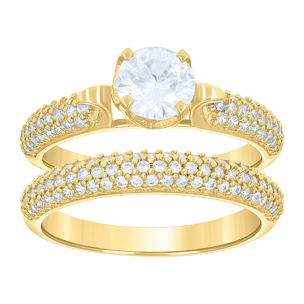 14K Gold Cubic Zirconia Duo Ring