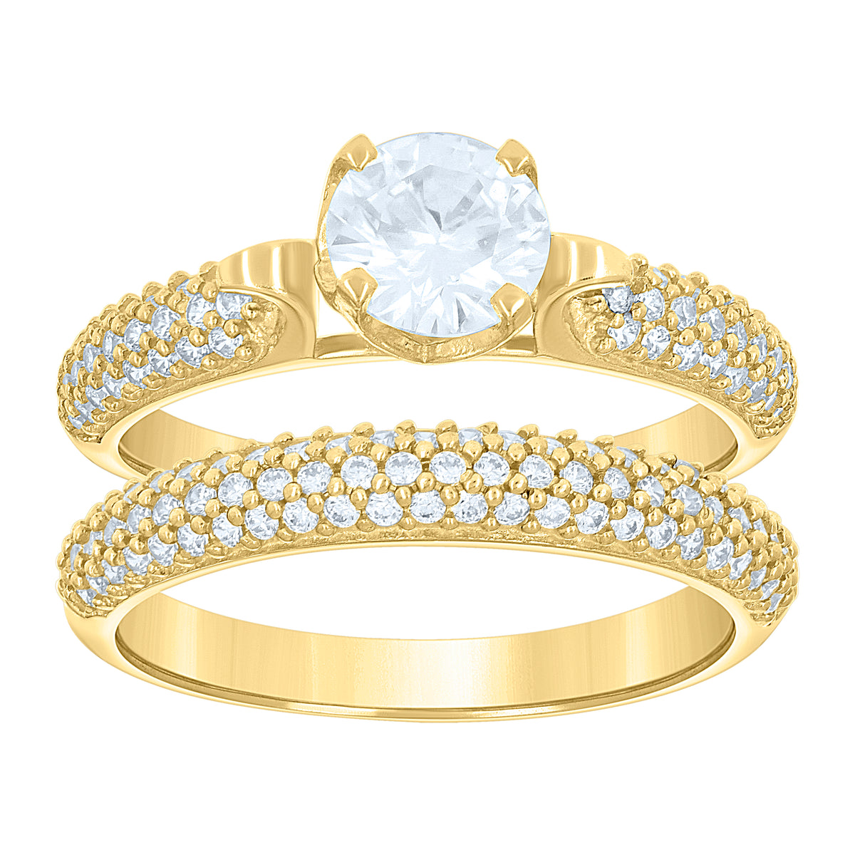 14K Gold Cubic Zirconia Duo Ring
