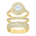 14K Gold Cubic Zirconia Trio Ring