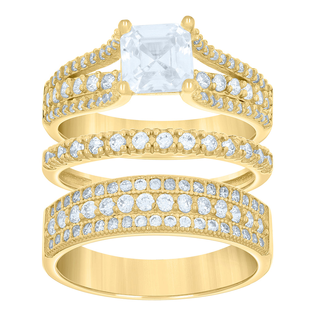 14K Gold Cubic Zirconia Trio Ring