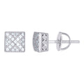 925 Sterling Silver Unisex Cubic-Zirconia Square Fashion Stud Earrings