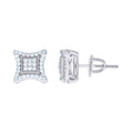 925 Sterling Silver Mens Round Cubic Zirconia Stud Cluster Square Fashion Earrings