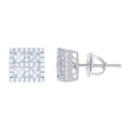 925 Sterling Silver Mens Womens Unisex Round Cubic Zirconia Princess Stud Fashion Earrings