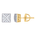 925 Sterling Silver Yellow-tone Unisex Cubic-Zirconia Square Fashion Stud Earrings