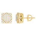 925 Sterling Silver Mens Yellow-Tone Cubic Zirconia Square Kite Stud Earrings