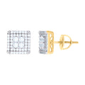 925 Sterling Silver Mens Yellow-Tone Cubic Zirconia Princess Cut Square Stud Earrings