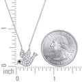 925 Sterling Silver Women Black & White Cubic Zirconia Rolo Link Bird Necklace