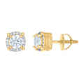 925 Sterling Silver Yellow-tone Unisex Cubic-Zirconia Fashion Stud Earrings