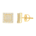 Yellow-Tone 925 Sterling Silver Unisex Cubic Zirconia Square Stud 8.3mm Earrings