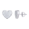925 Sterling Silver Women Cubic-Zirconia Heart Stud Earrings