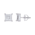 925 Sterling Silver Unisex Cubic-Zirconia Square Fashion Stud Earrings