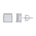 925 Sterling Silver Unisex Cubic-Zirconia Square Fashion Stud Earrings
