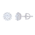 925 Sterling Silver Cubic Zirconia Unisex Flower Stud Earrings