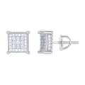 925 Sterling Silver Cubic Zirconia Unisex Square Kite Stud Earrings