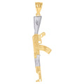 10K Two-Tone Gold Mens Rifle Gun Charm Pendant