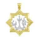 10K Two-Tone Gold Mens Women Diamond-Cut Religious Charm Pendant