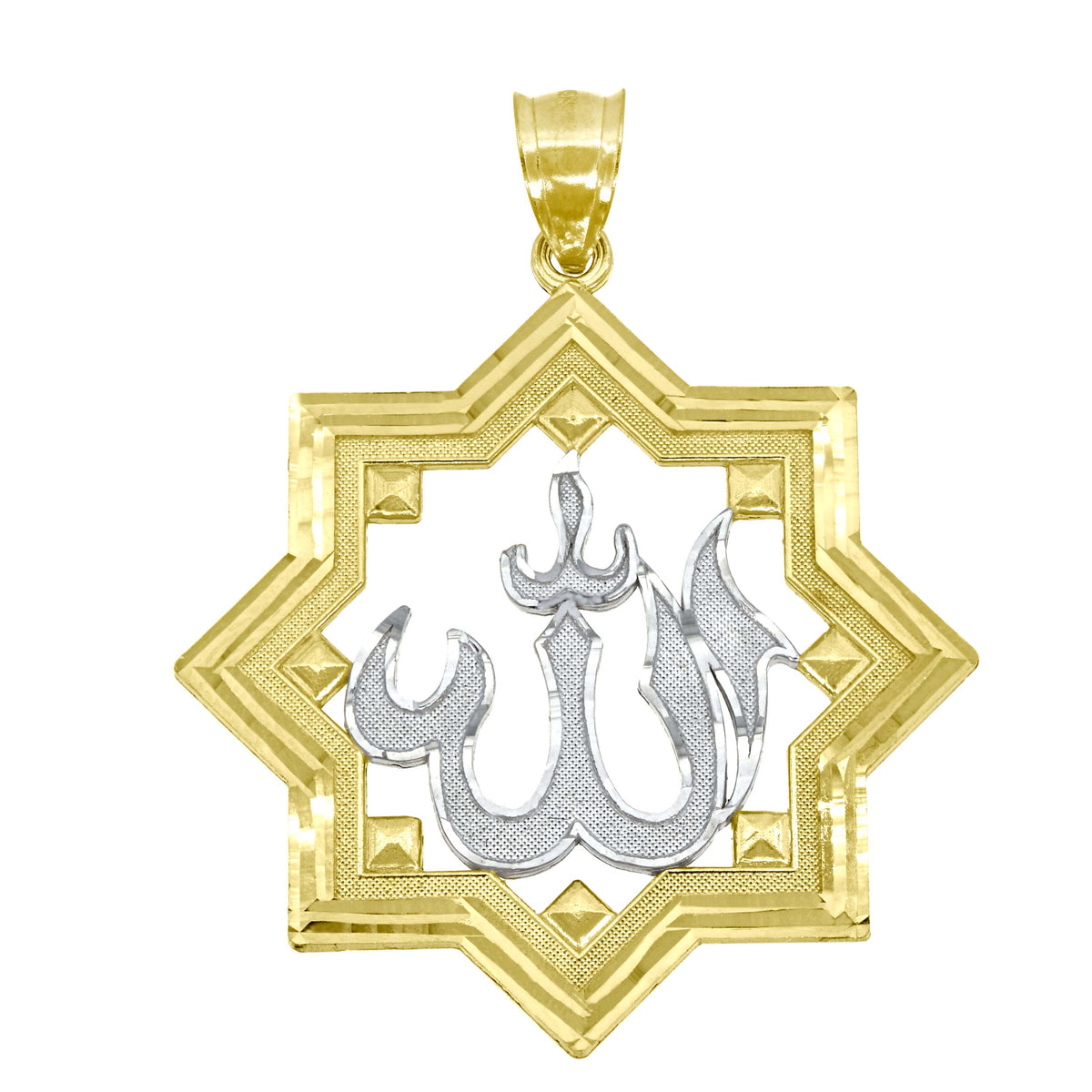 10K Two-Tone Gold Mens Women Diamond-Cut Religious Charm Pendant