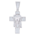 925 Sterling Silver Mens CZ Jesus Cross Religious Charm Pendant