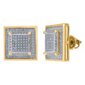 925 Sterling Silver Yellow-Tone Unisex Cubic Zirconia Square Stud Earrings