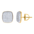925 Sterling Silver Yellow-tone Womens Cubic-Zirconia Square Stud Earrings