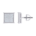 925 Sterling Silver Mens Cubic Zirconia Square Stud Earrings