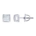 925 Sterling Silver Unisex Cubic Zirconia Square Stud Earrings