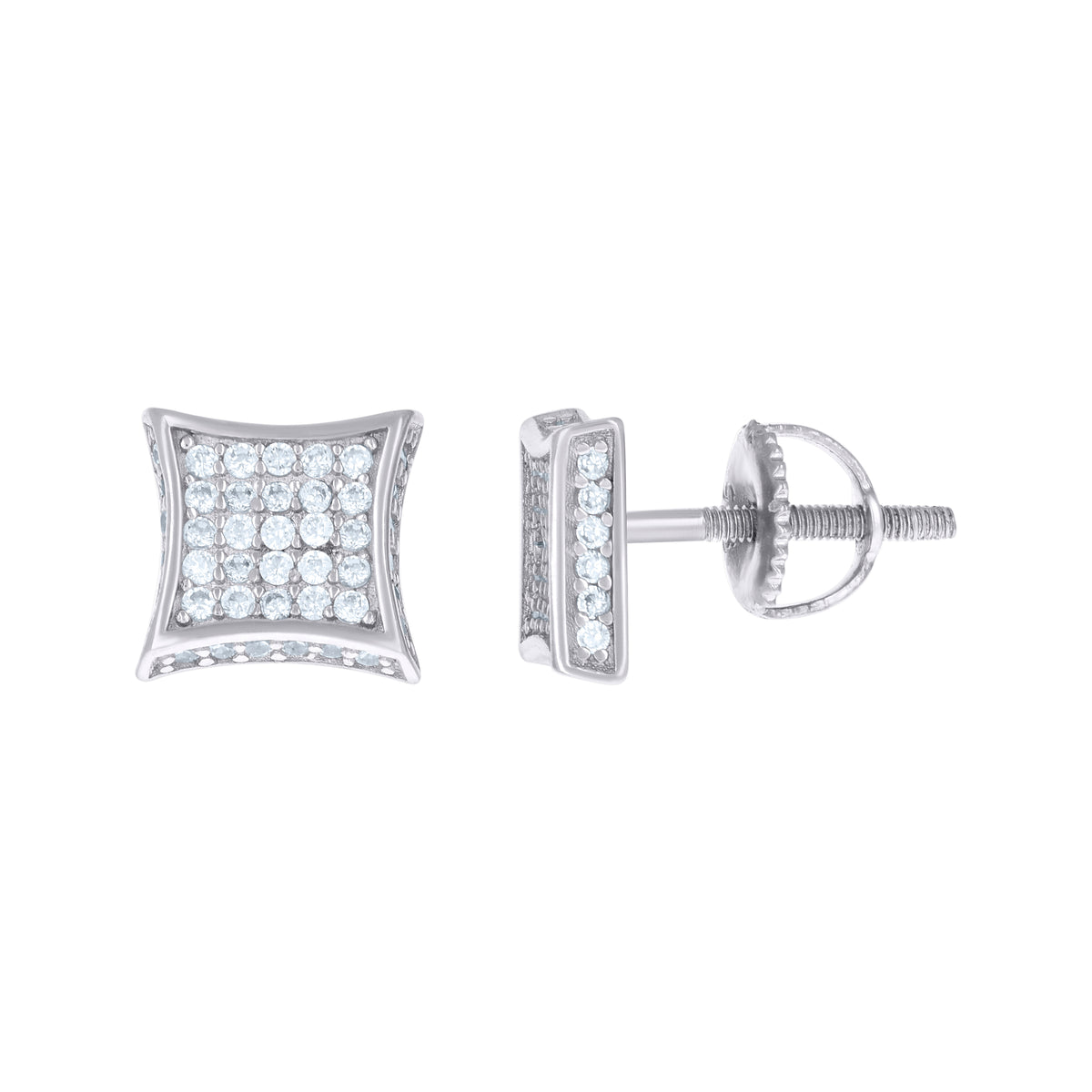 925 Sterling Silver Unisex Cubic Zirconia Kite Stud Earrings
